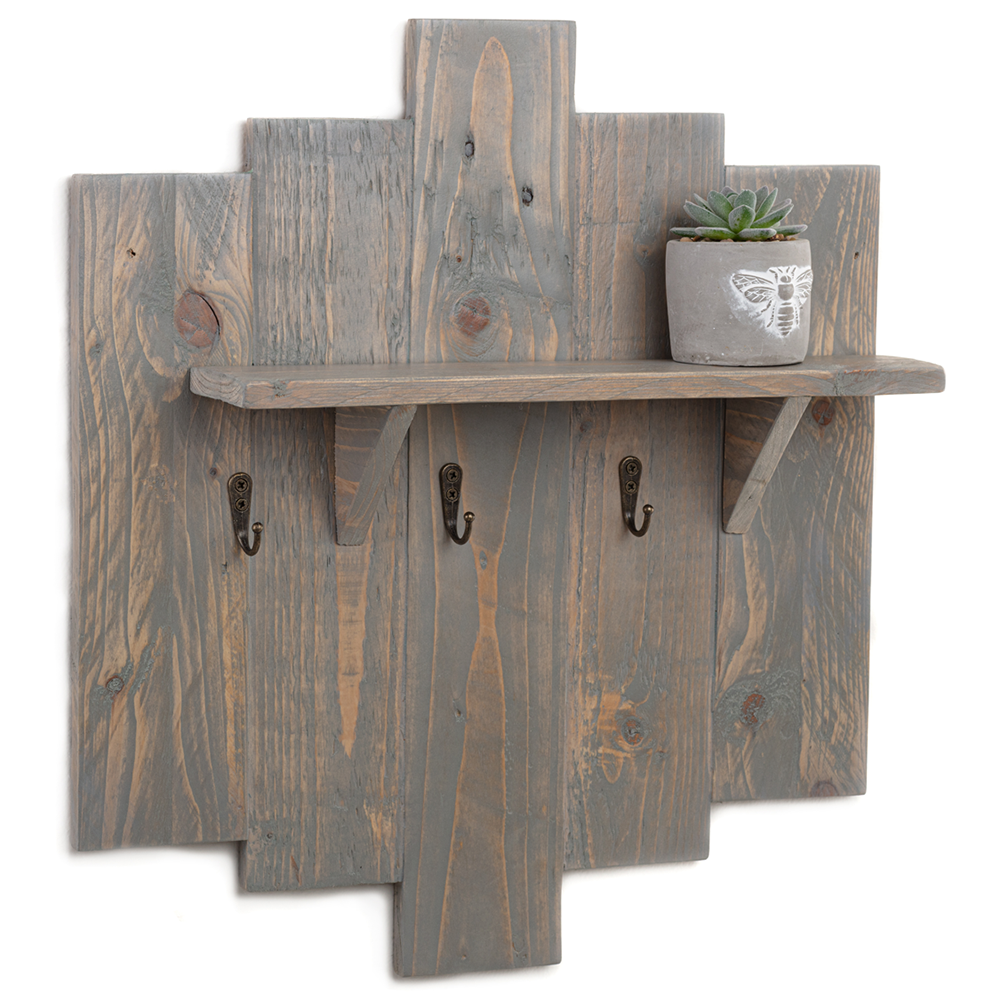 Reclaimed Wood Coat Rack With Small Shelf